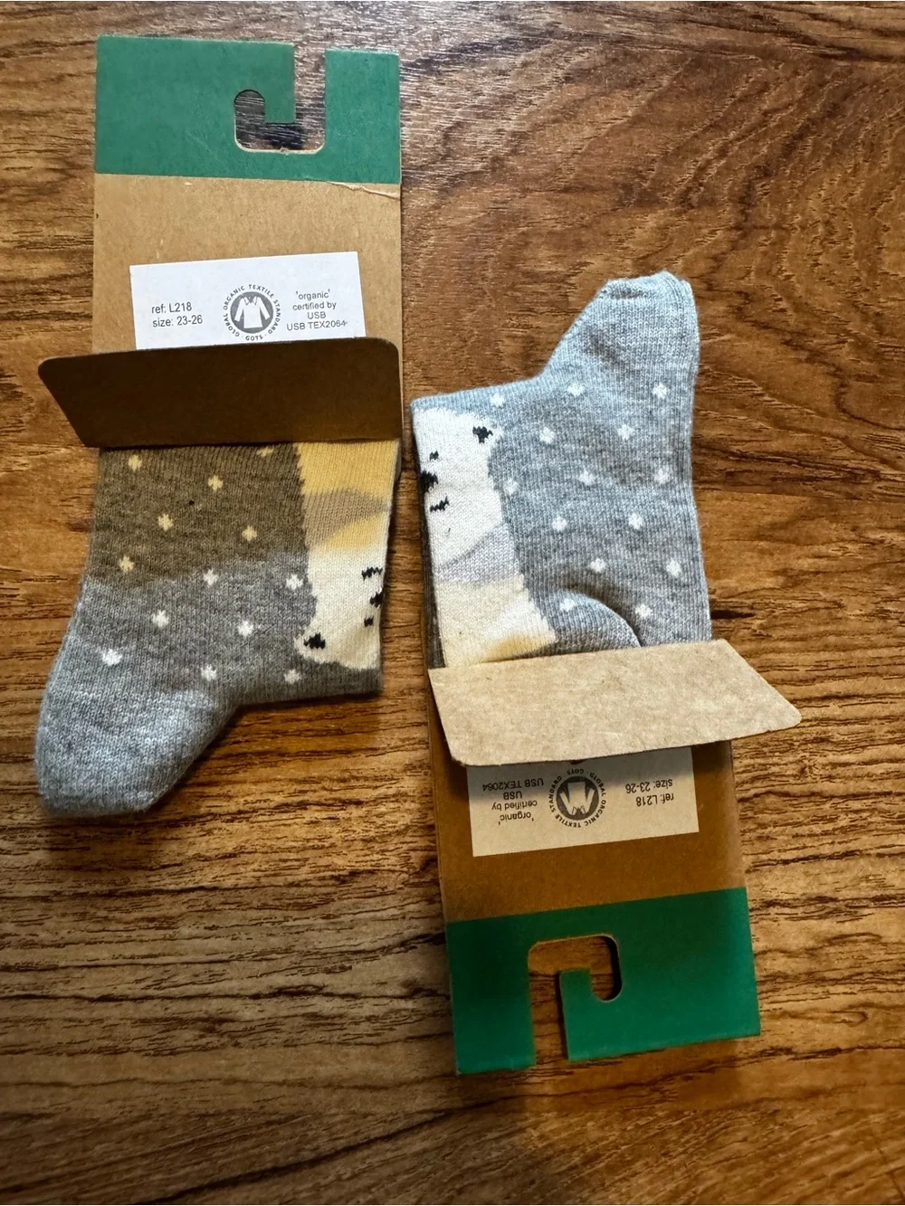 European Organic Cotton Kids Socks - Polar Bear 🐻‍❄️ and White Dots NWT
